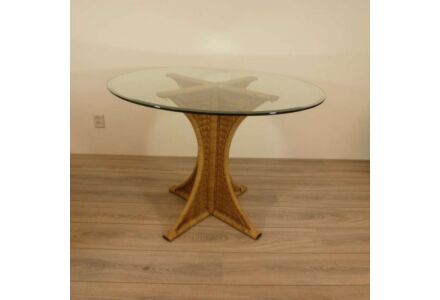 Amazone Rotan Eetkamertafel 100cm Rond Glas Honing