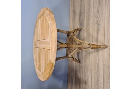 Tafel Teak Rond Grijs Rotan Tuinmeubelen 80, 90 of 100 cm